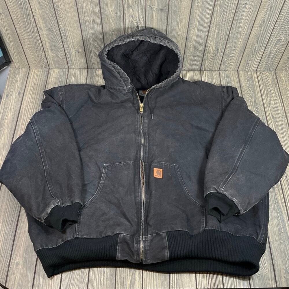 Carhartt Duck Canvas‎ Jacket Work Grunge Farm Insulated Hooded Sz 5XL J130-BLK